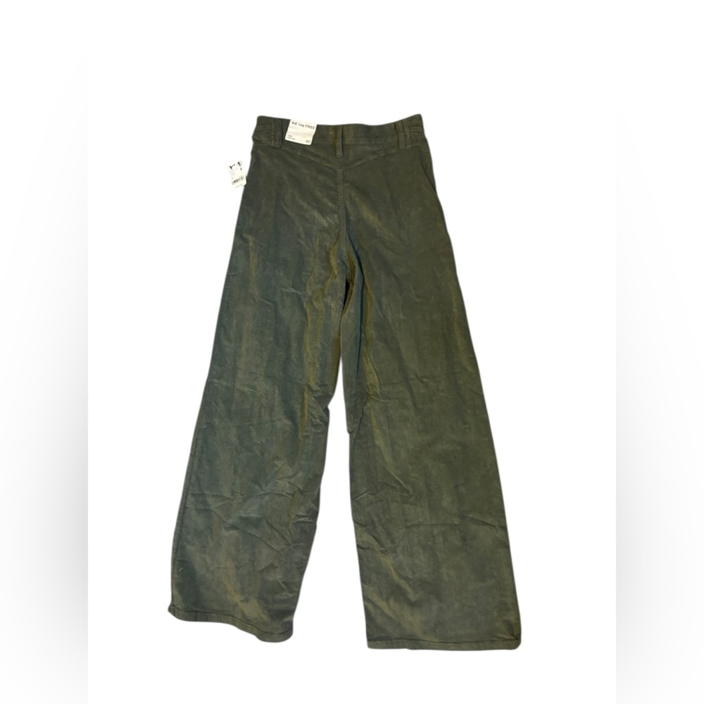 NWT We The Free People Libre Wide Leg Cord Jeans Green Mockingbird Size 27 - Picture 5 of 9